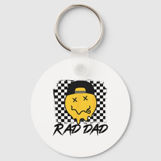 Rad Papa Grappig geruite vader # 39; s dag glimlac Sleutelhanger (Voorkant)