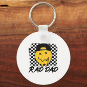 Rad Papa Grappig geruite vader # 39; s dag glimlac Sleutelhanger (Voorkant)