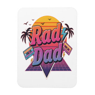 Rad Papa – Retro 80s Neon Stijl voor Coole Vaders Magneet