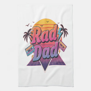 Rad Papa – Retro 80s Neon Stijl voor Coole Vaders Theedoek
