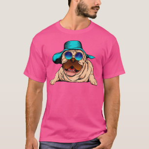 Rad Pug schommelende blauwe tinten en een pet T-shirt