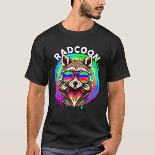 Rad Racoon Radcoon  Animal Sunglasses 80 s Retro S T-shirt (Voorkant)