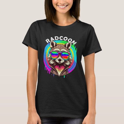 Rad Racoon Radcoon  Animal Sunglasses 80 s Retro S T-shirt (Voorkant)