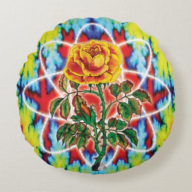 Rad Rad Rose Ronde Kussen (Voorkant)