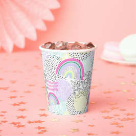 Rad Rainbow 90's Style Little Girl Verjaardagsfees Papieren Bekers