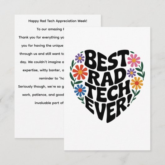 Rad Tech Bedankkaart (Voorkant / Achterkant)