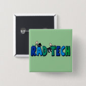 Rad-tech met design voor stekkers en rays vierkante button 5,1 cm (Voorkant /achterkant)
