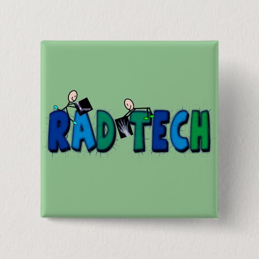 Rad-tech met design voor stekkers en rays vierkante button 5,1 cm (Voorkant)
