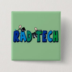 Rad-tech met design voor stekkers en rays vierkante button 5,1 cm