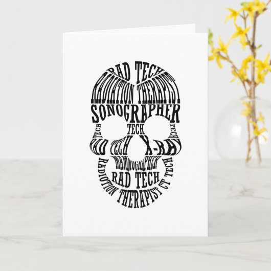 Rad Tech Skull Technoloog Xray Radiology Tech Kaart (Gele Bloem)