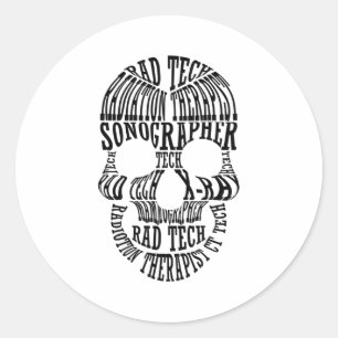 Rad Tech Skull Technoloog Xray Radiology Tech Ronde Sticker