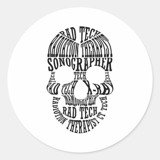 Rad Tech Skull Technoloog Xray Radiology Tech Ronde Sticker (Voorkant)
