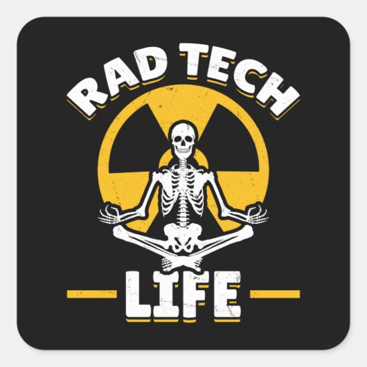Rad Tech Yoga Skeleton Xray Radiology Vierkante Sticker (Voorkant)