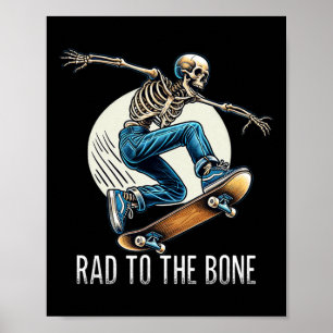 Rad Tot op het Bot - Skeleton Skateboarden - Vinta Poster