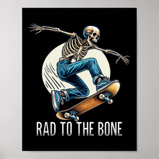 Rad Tot op het Bot - Skeleton Skateboarden - Vinta Poster (Voorkant)