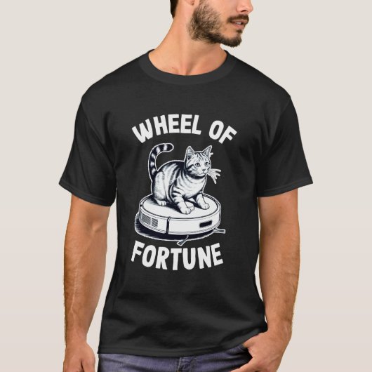 Rad van Fortuin Kat Op Robot Stofzuiger Kat 2 T-shirt (Voorkant)