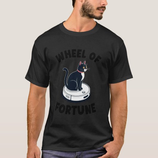 Rad van Fortuin Kat Op Robot Stofzuiger Kat 3 T-shirt (Voorkant)