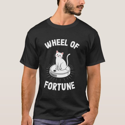Rad van Fortuin Kat Op Robot Stofzuiger Kat 3 T-shirt (Voorkant)