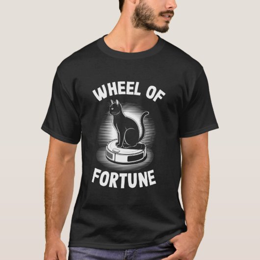 Rad van Fortuin Kat Op Robot Stofzuiger Kat 4 T-shirt (Voorkant)