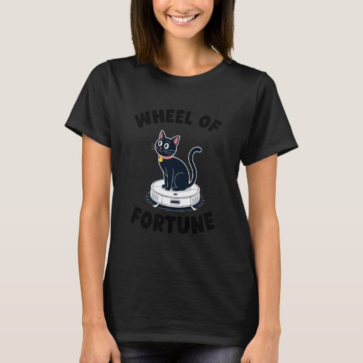 Rad van Fortuin Kat Op Robot Stofzuiger Kat 5 T-shirt (Voorkant)