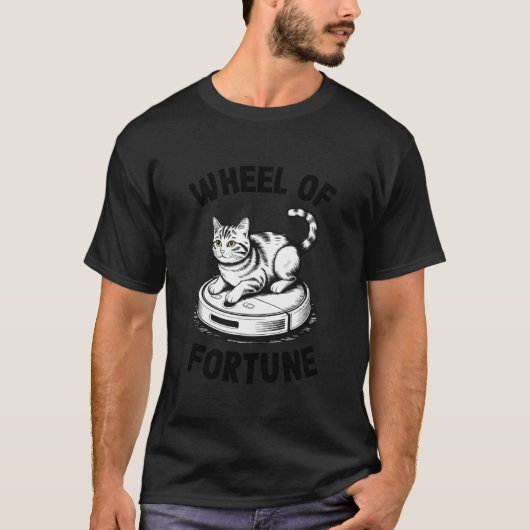 Rad van Fortuin Robotstofzuiger Grappige Kat T-shirt (Voorkant)