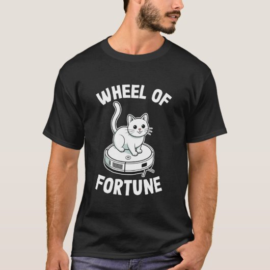 Rad van Fortuin Robotstofzuiger Grappige Kat T-shirt (Voorkant)