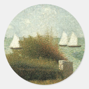 Rade de Grandcamp, door Georges Seurat, kunst Ronde Sticker