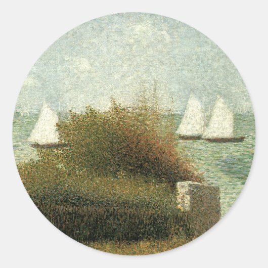 Rade de Grandcamp, door Georges Seurat, kunst Ronde Sticker (Voorkant)