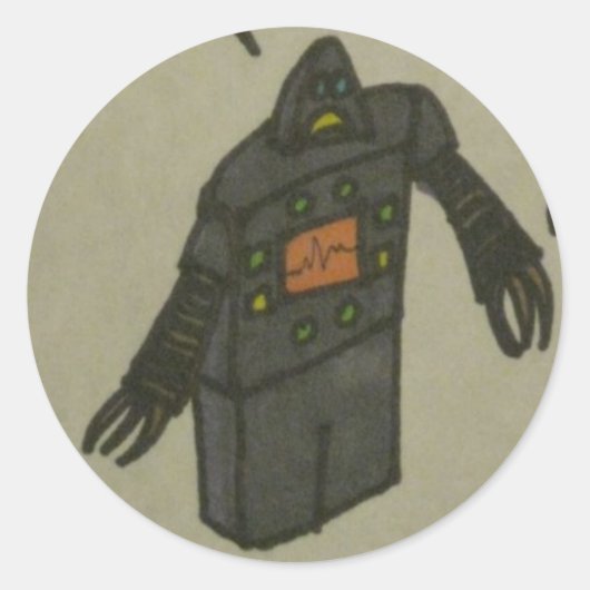 radeloze robot ronde sticker (Voorkant)