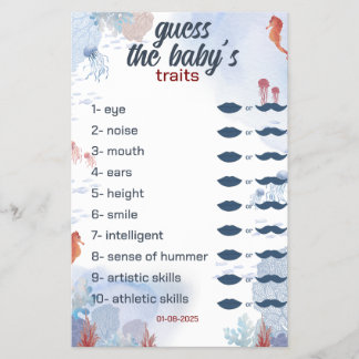 raden de baby Game Onder het Zee Baby shower Flyer