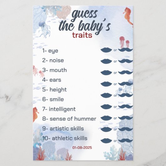 raden de baby Game Onder het Zee Baby shower Flyer (Voorkant)