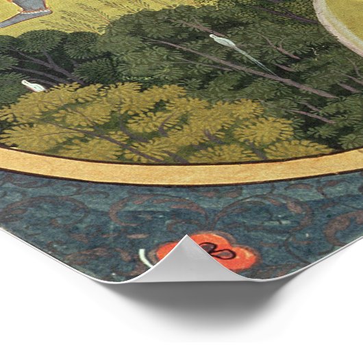 Radha and Krishna walking in a grove Poster (Hoek)