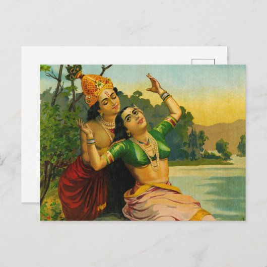 Radha Bilas door Raja Ravi Varma Briefkaart (Voorkant / Achterkant)