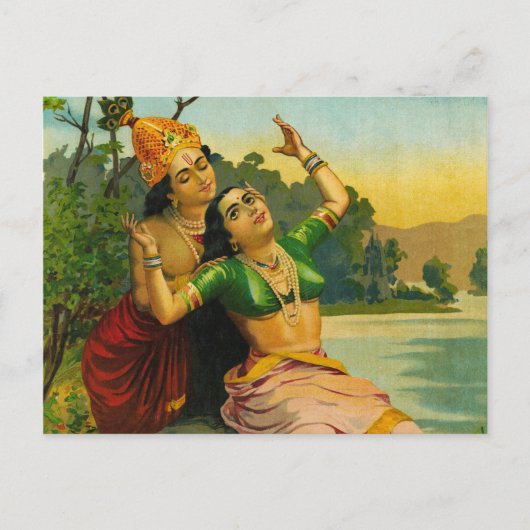 Radha Bilas door Raja Ravi Varma Briefkaart (Voorkant)