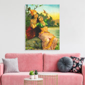 Radha Bilas door Raja Ravi Varma Canvas Afdruk (Insitu (Woonkamer))