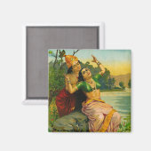 Radha Bilas door Raja Ravi Varma Magneet (Voorkant / Achterkant)