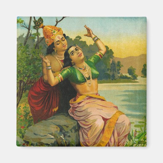 Radha Bilas door Raja Ravi Varma Magneet (Voorkant)