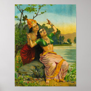 Radha Bilas door Raja Ravi Varma Poster