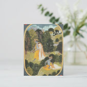 Radha en Krishna die in een bosje lopen Briefkaart (Staand voorkant)
