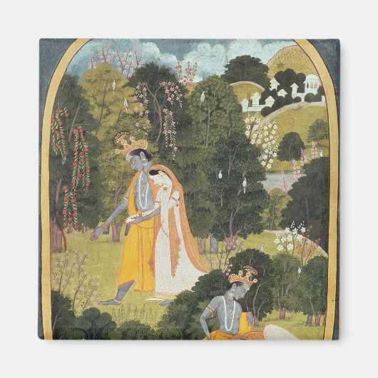 Radha en Krishna die in een grove lopen Magneet (Voorkant)