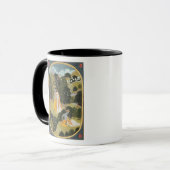 Radha en Krishna die in een grove lopen Mok (Voorkant links)