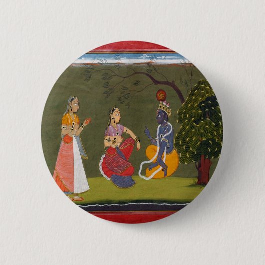 Radha en Krishna in discussie Ronde Button 5,7 Cm (Voorkant)