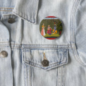 Radha en Krishna in discussie Ronde Button 5,7 Cm (In situ)