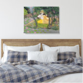 Radha en Krishna omhelzen in een bloeiende golf Canvas Afdruk (Insitu (Slaapkamer))