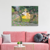 Radha en Krishna omhelzen in een bloeiende golf Canvas Afdruk (Insitu (Woonkamer))