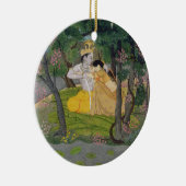Radha en Krishna omhelzen in een bloeiende golf Keramisch Ornament (Rechts)