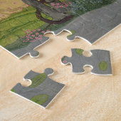 Radha en Krishna omhelzen in een bloeiende golf Legpuzzel (Zijkant)