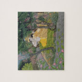 Radha en Krishna omhelzen in een bloeiende golf Legpuzzel (Verticaal)