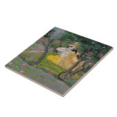 Radha en Krishna omhelzen in een bloeiende golf Tegeltje (Zijkant)