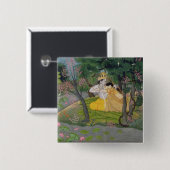 Radha en Krishna omhelzen in een bloeiende golf Vierkante Button 5,1 Cm (Voorkant /achterkant)